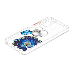 Funda Silicona Gel Goma Patron de Moda Carcasa con Anillo de dedo Soporte Y01X para Xiaomi Redmi Note 10S 4G Azul