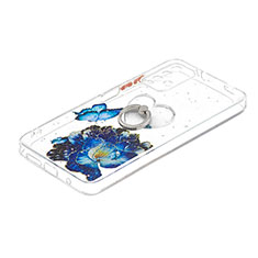 Funda Silicona Gel Goma Patron de Moda Carcasa con Anillo de dedo Soporte Y01X para Xiaomi Redmi Note 9 4G Azul