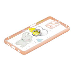 Funda Silicona Gel Goma Patron de Moda Carcasa con Anillo de dedo Soporte Y01X para Xiaomi Redmi Note 9S Amarillo