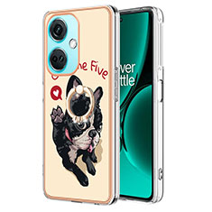 Funda Silicona Gel Goma Patron de Moda Carcasa con Anillo de dedo Soporte Y02B para OnePlus Nord CE 3 Lite 5G Caqui