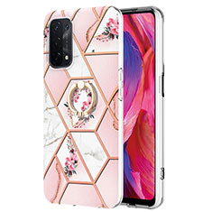 Funda Silicona Gel Goma Patron de Moda Carcasa con Anillo de dedo Soporte Y02B para OnePlus Nord N200 5G Rosa