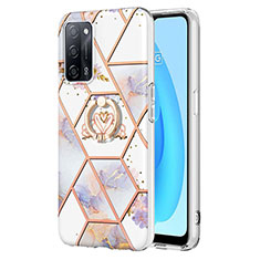 Funda Silicona Gel Goma Patron de Moda Carcasa con Anillo de dedo Soporte Y02B para Oppo A53s 5G Gris