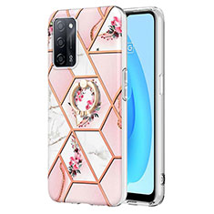 Funda Silicona Gel Goma Patron de Moda Carcasa con Anillo de dedo Soporte Y02B para Oppo A53s 5G Rosa