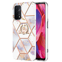 Funda Silicona Gel Goma Patron de Moda Carcasa con Anillo de dedo Soporte Y02B para Oppo A74 5G Gris