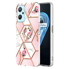 Funda Silicona Gel Goma Patron de Moda Carcasa con Anillo de dedo Soporte Y02B para Oppo K10 4G Rosa