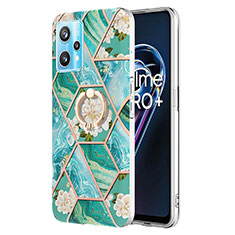 Funda Silicona Gel Goma Patron de Moda Carcasa con Anillo de dedo Soporte Y02B para Realme 9 Pro 5G Verde