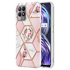 Funda Silicona Gel Goma Patron de Moda Carcasa con Anillo de dedo Soporte Y02B para Realme Narzo 50 4G Rosa