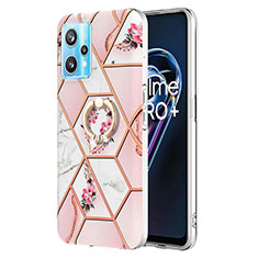 Funda Silicona Gel Goma Patron de Moda Carcasa con Anillo de dedo Soporte Y02B para Realme V25 5G Rosa