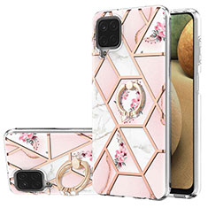 Funda Silicona Gel Goma Patron de Moda Carcasa con Anillo de dedo Soporte Y02B para Samsung Galaxy A12 Nacho Rosa