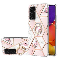 Funda Silicona Gel Goma Patron de Moda Carcasa con Anillo de dedo Soporte Y02B para Samsung Galaxy Quantum2 5G Rosa