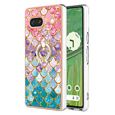 Funda Silicona Gel Goma Patron de Moda Carcasa con Anillo de dedo Soporte Y03B para Google Pixel 7a 5G Vistoso