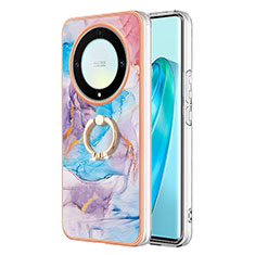 Funda Silicona Gel Goma Patron de Moda Carcasa con Anillo de dedo Soporte Y03B para Huawei Honor Magic5 Lite 5G Azul