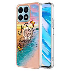 Funda Silicona Gel Goma Patron de Moda Carcasa con Anillo de dedo Soporte Y03B para Huawei Honor X8a 4G Multicolor