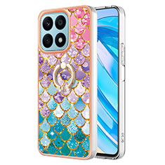 Funda Silicona Gel Goma Patron de Moda Carcasa con Anillo de dedo Soporte Y03B para Huawei Honor X8a 4G Vistoso