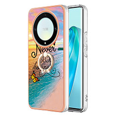 Funda Silicona Gel Goma Patron de Moda Carcasa con Anillo de dedo Soporte Y03B para Huawei Honor X9a 5G Multicolor