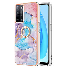 Funda Silicona Gel Goma Patron de Moda Carcasa con Anillo de dedo Soporte Y03B para Oppo A53s 5G Azul