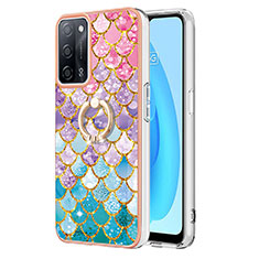 Funda Silicona Gel Goma Patron de Moda Carcasa con Anillo de dedo Soporte Y03B para Oppo A53s 5G Vistoso