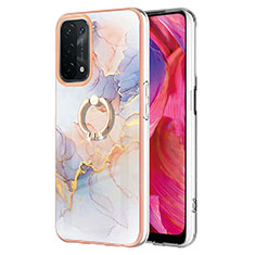 Funda Silicona Gel Goma Patron de Moda Carcasa con Anillo de dedo Soporte Y03B para Oppo A54 5G Purpura Claro