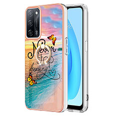 Funda Silicona Gel Goma Patron de Moda Carcasa con Anillo de dedo Soporte Y03B para Oppo A55 5G Multicolor