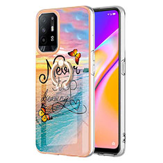 Funda Silicona Gel Goma Patron de Moda Carcasa con Anillo de dedo Soporte Y03B para Oppo A95 5G Multicolor