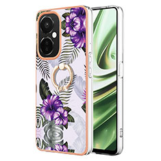 Funda Silicona Gel Goma Patron de Moda Carcasa con Anillo de dedo Soporte Y03B para Oppo K11x 5G Morado