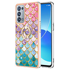 Funda Silicona Gel Goma Patron de Moda Carcasa con Anillo de dedo Soporte Y03B para Oppo Reno6 Pro+ Plus 5G Vistoso