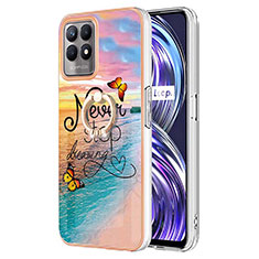 Funda Silicona Gel Goma Patron de Moda Carcasa con Anillo de dedo Soporte Y03B para Realme 8i Multicolor