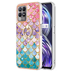 Funda Silicona Gel Goma Patron de Moda Carcasa con Anillo de dedo Soporte Y03B para Realme 8i Vistoso