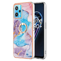 Funda Silicona Gel Goma Patron de Moda Carcasa con Anillo de dedo Soporte Y03B para Realme 9 4G Azul