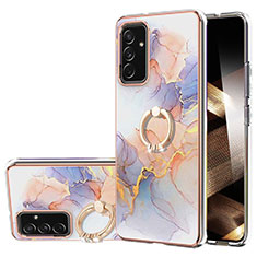 Funda Silicona Gel Goma Patron de Moda Carcasa con Anillo de dedo Soporte Y03B para Samsung Galaxy A15 4G Purpura Claro