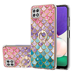 Funda Silicona Gel Goma Patron de Moda Carcasa con Anillo de dedo Soporte Y03B para Samsung Galaxy A22 5G Vistoso