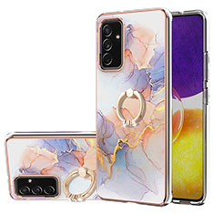 Funda Silicona Gel Goma Patron de Moda Carcasa con Anillo de dedo Soporte Y03B para Samsung Galaxy A24 4G Purpura Claro