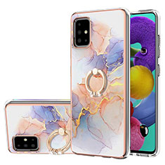 Funda Silicona Gel Goma Patron de Moda Carcasa con Anillo de dedo Soporte Y03B para Samsung Galaxy M40S Purpura Claro