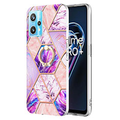 Funda Silicona Gel Goma Patron de Moda Carcasa con Anillo de dedo Soporte Y04B para Realme 9 4G Purpura Claro