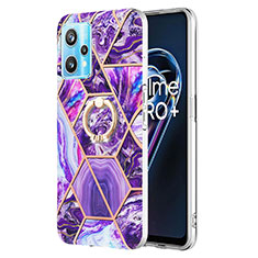 Funda Silicona Gel Goma Patron de Moda Carcasa con Anillo de dedo Soporte Y04B para Realme 9 5G Morado