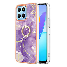 Funda Silicona Gel Goma Patron de Moda Carcasa con Anillo de dedo Soporte Y05B para Huawei Honor 70 Lite 5G Morado