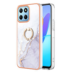 Funda Silicona Gel Goma Patron de Moda Carcasa con Anillo de dedo Soporte Y05B para Huawei Honor X6 Blanco