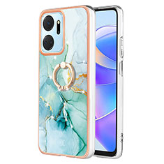 Funda Silicona Gel Goma Patron de Moda Carcasa con Anillo de dedo Soporte Y05B para Huawei Honor X7a Verde