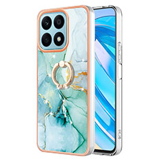 Funda Silicona Gel Goma Patron de Moda Carcasa con Anillo de dedo Soporte Y05B para Huawei Honor X8a 4G Verde