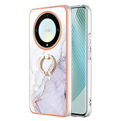 Funda Silicona Gel Goma Patron de Moda Carcasa con Anillo de dedo Soporte Y05B para Huawei Honor X9a 5G Blanco