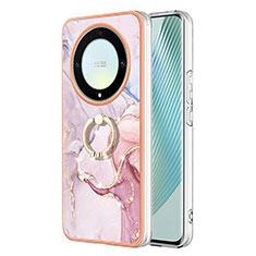 Funda Silicona Gel Goma Patron de Moda Carcasa con Anillo de dedo Soporte Y05B para Huawei Honor X9a 5G Rosa