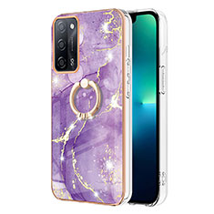 Funda Silicona Gel Goma Patron de Moda Carcasa con Anillo de dedo Soporte Y05B para Oppo A53s 5G Morado