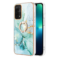 Funda Silicona Gel Goma Patron de Moda Carcasa con Anillo de dedo Soporte Y05B para Oppo A93 5G Verde