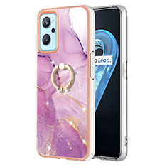 Funda Silicona Gel Goma Patron de Moda Carcasa con Anillo de dedo Soporte Y05B para Oppo A96 4G Purpura Claro