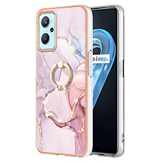 Funda Silicona Gel Goma Patron de Moda Carcasa con Anillo de dedo Soporte Y05B para Oppo A96 4G Rosa