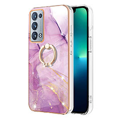 Funda Silicona Gel Goma Patron de Moda Carcasa con Anillo de dedo Soporte Y05B para Oppo Reno6 Pro 5G Purpura Claro