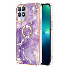 Funda Silicona Gel Goma Patron de Moda Carcasa con Anillo de dedo Soporte Y05B para Realme 8i Morado