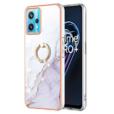 Funda Silicona Gel Goma Patron de Moda Carcasa con Anillo de dedo Soporte Y05B para Realme 9 4G Blanco