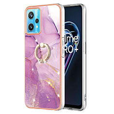 Funda Silicona Gel Goma Patron de Moda Carcasa con Anillo de dedo Soporte Y05B para Realme Narzo 50 Pro 5G Purpura Claro