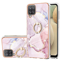 Funda Silicona Gel Goma Patron de Moda Carcasa con Anillo de dedo Soporte Y05B para Samsung Galaxy A12 Nacho Rosa